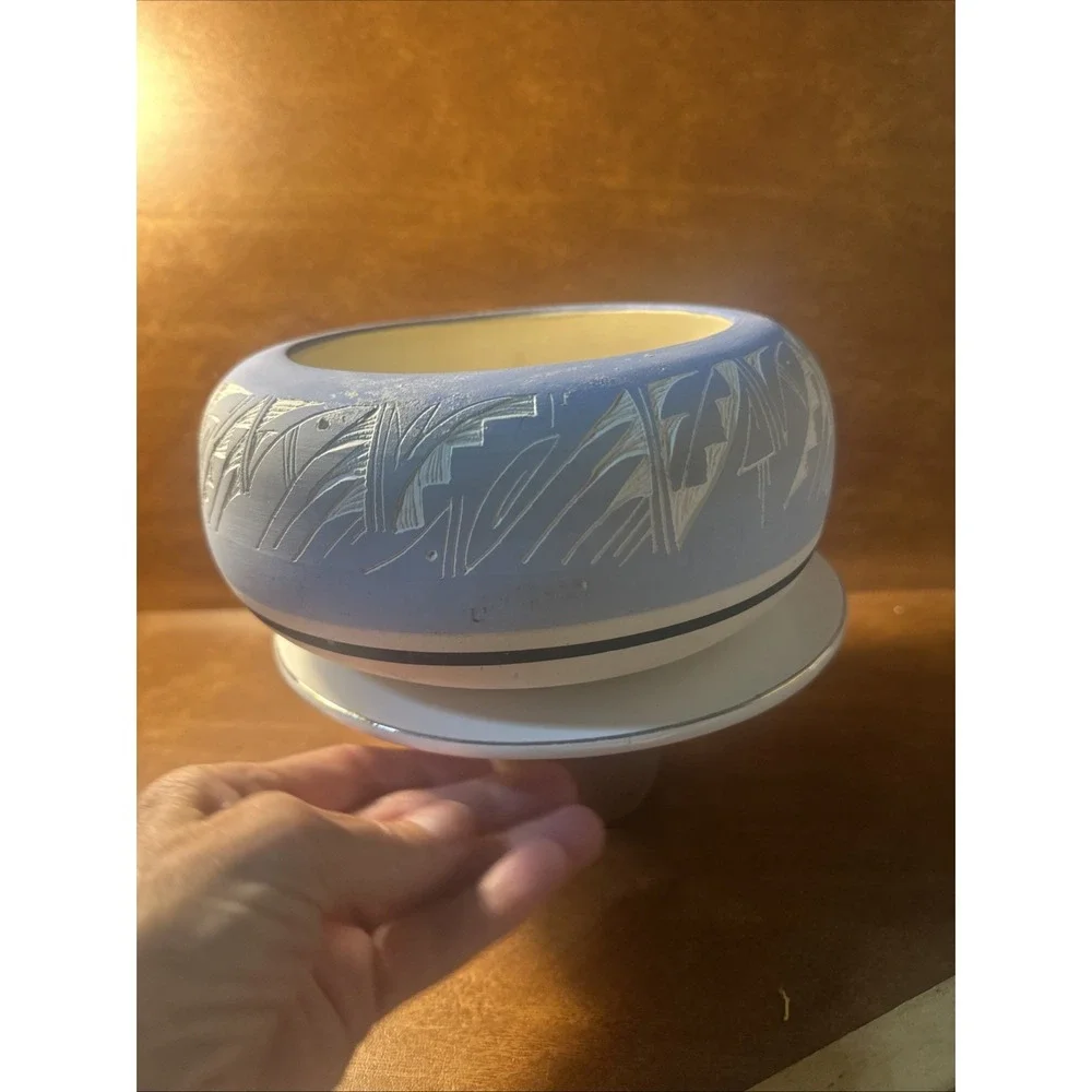 Glazed Purple and White  Pottery 8 inch Bowl by NHII USA   74